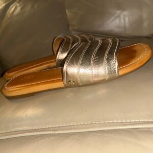 UGG Metallic Silver Slide Sandals